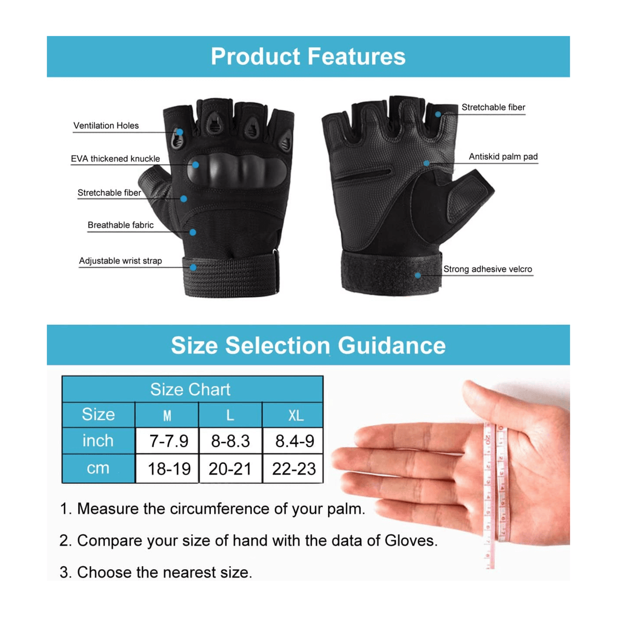 JupiterGear Tactical Military Fingerless Airsoft Gloves for Outdoor