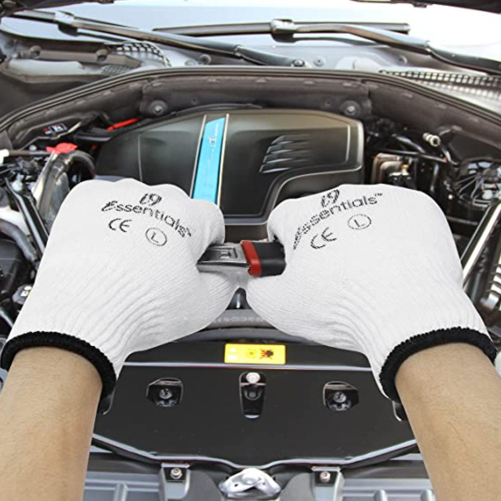 Cotton & Dotted PVC | Cotton Work Gloves | White | L | Pack of 12