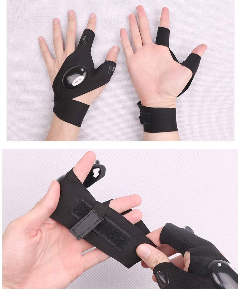 LED Flashlights Gloves Fingerless Lighting Gloves