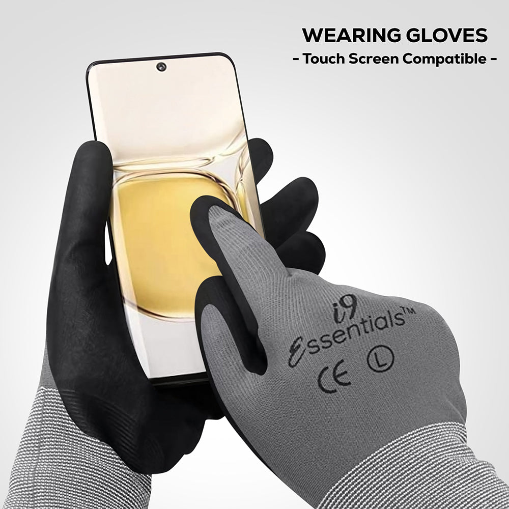 Micro Foam Nitrile Work Gloves | Touch Screen | Grey | L | Pack of 12