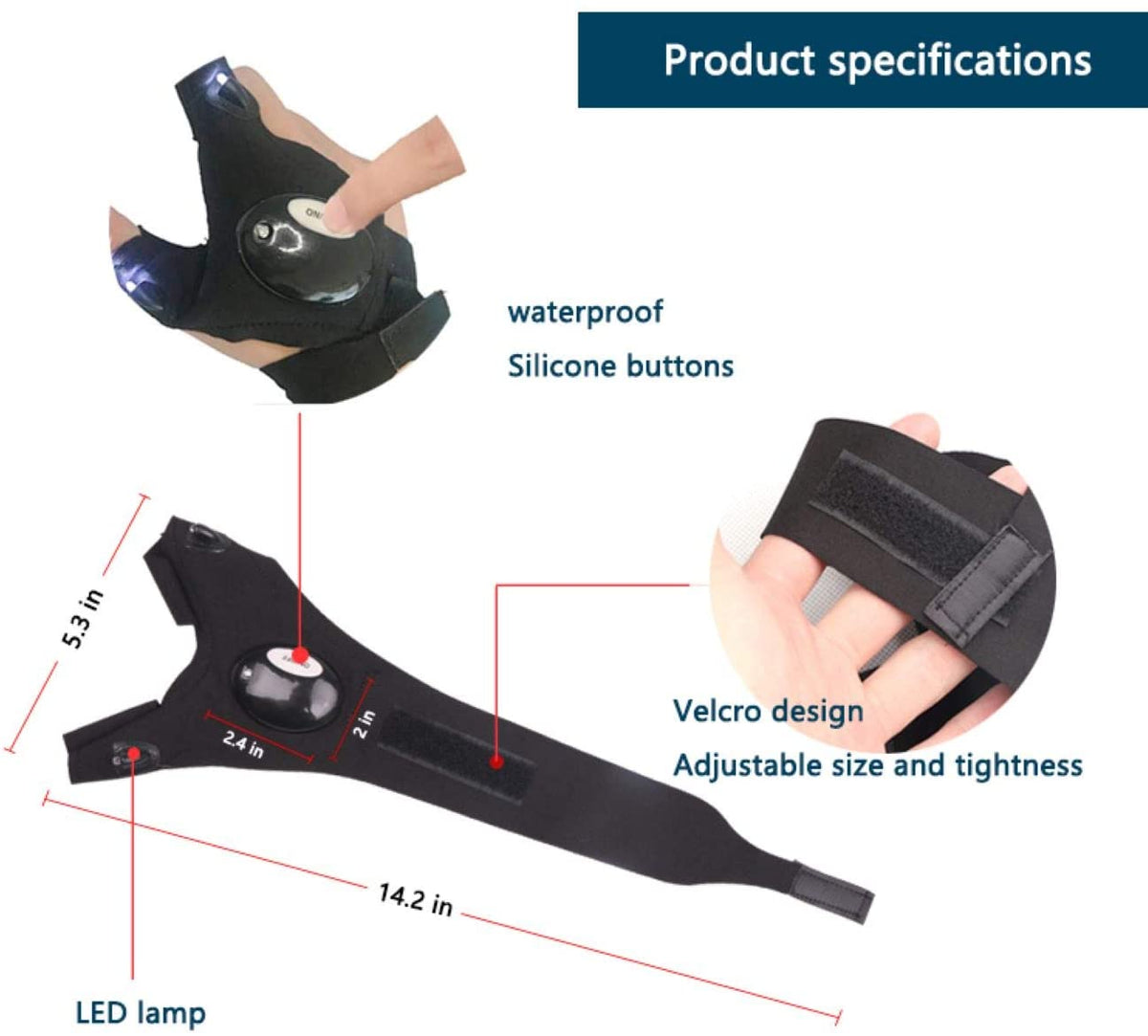LED Flashlights Gloves Fingerless Lighting Gloves