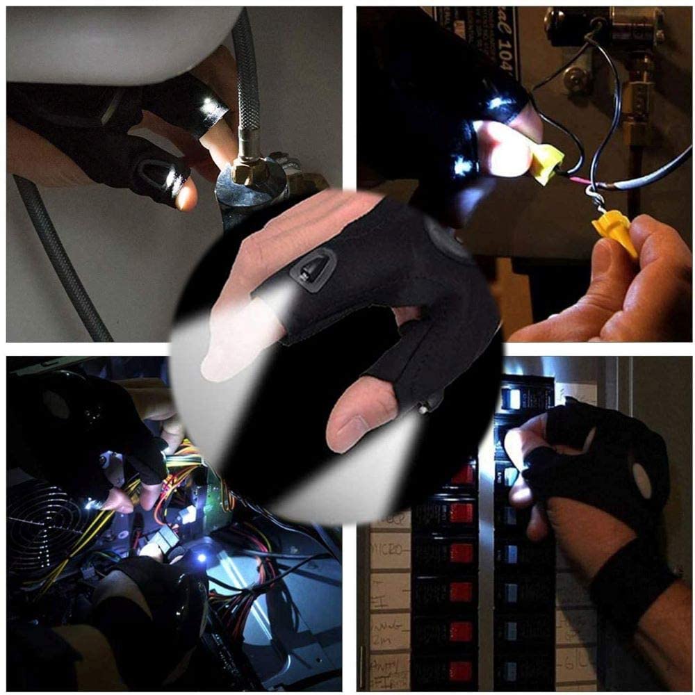 LED Flashlights Gloves Fingerless Lighting Gloves