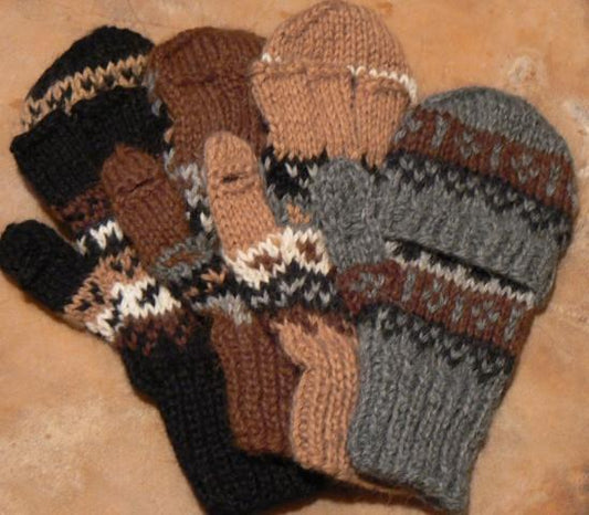 Deluxe Hand Knit Hooded Kids Alpaca Gloves ("Glittens")