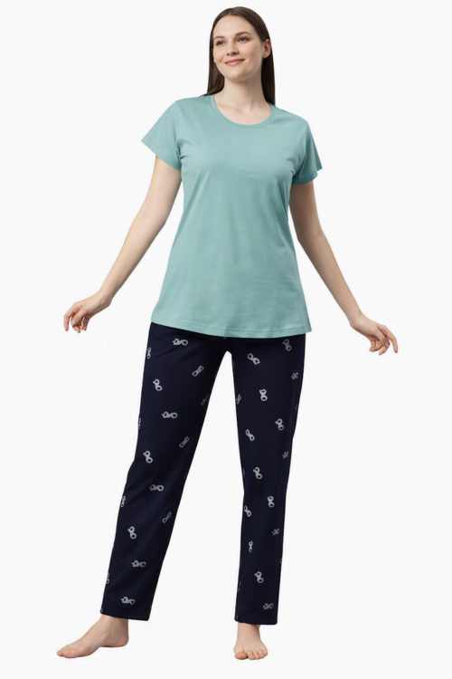Women's Printed Nightwear Set with Comfortable Pyjama Bottoms