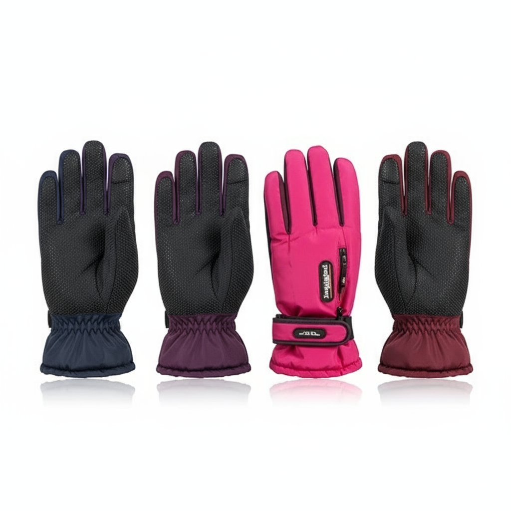 Women's Winter Ski Gloves 2-Pack - Zipper Pocket & Anti-Slip Grip