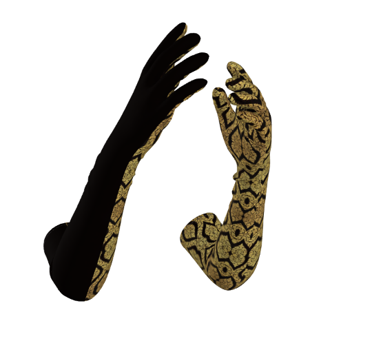 Gold Black Geometric Opera Gloves OS
